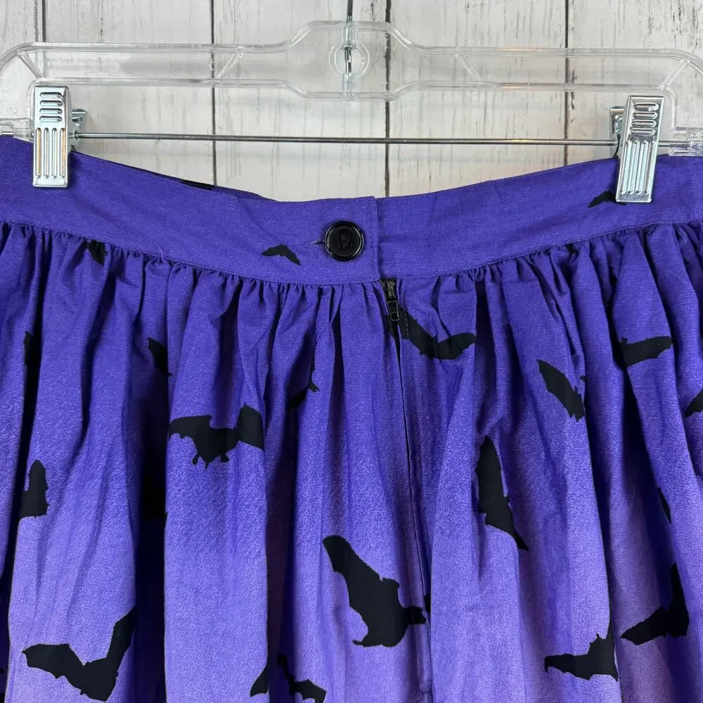 Hell Bunny Purple Halloween Goth The Haunt Graveyard Skirt Size Medium Cats